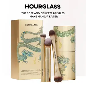 Hourglass Complexion Essentials Brush Set - 3-Piece Foundation Loose Powder Concealer Brushes with New Design & Brush Cartridge for Flawless Makeup
