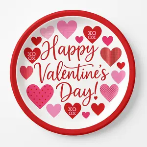 Loving Hearts Valentine's Day Paper Plates - 8.5"