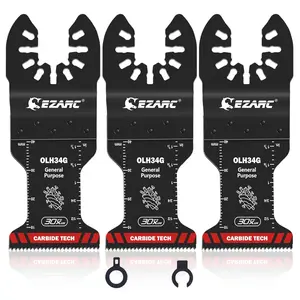 Carbide Oscillating Saw Blades, Purpose Multitool Blades Quick Release for,, Wood, Plaster, and PVC, 3-Pack