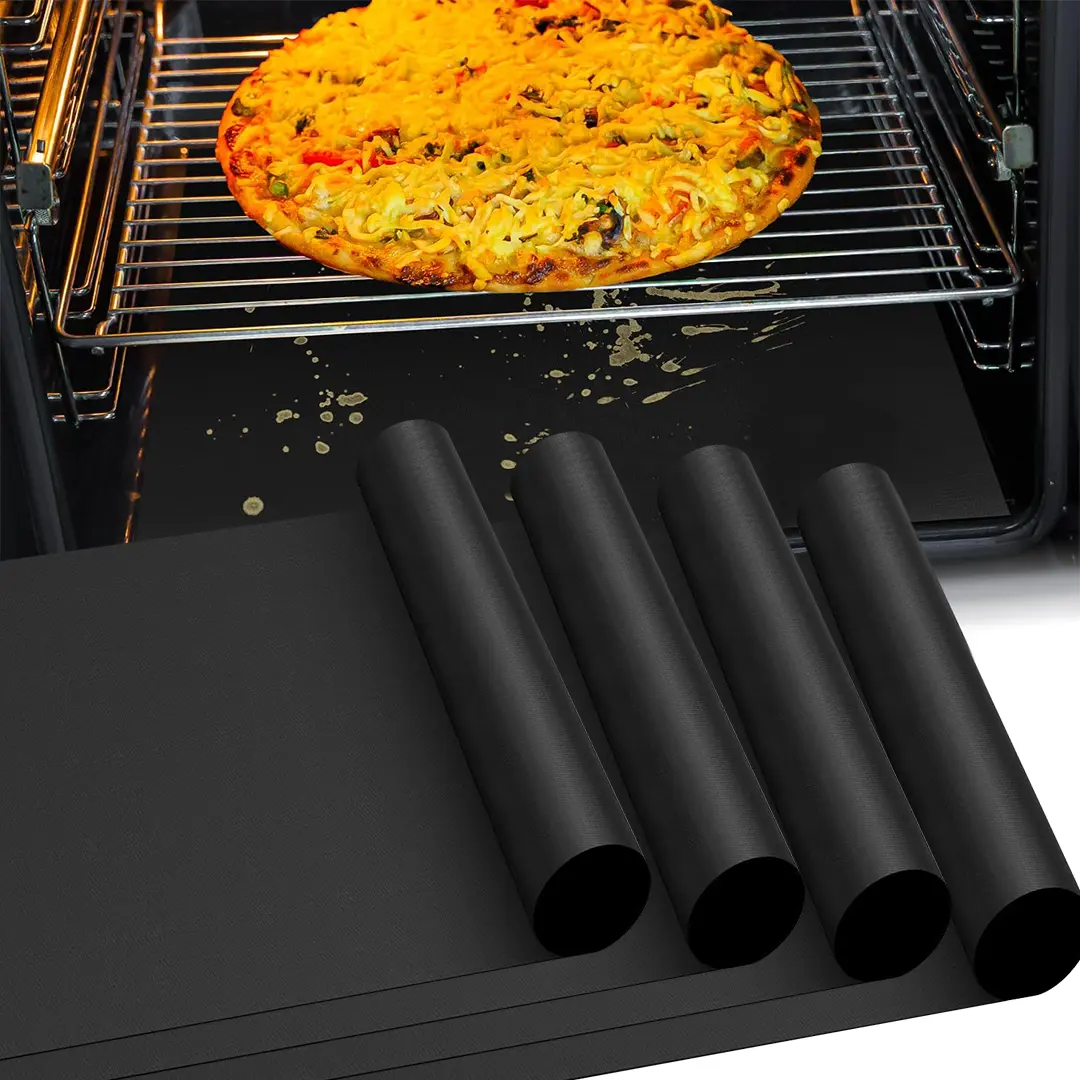 Oven Liners for Bottom of Oven - 4 Pack Large Heavy Duty Mats, 13.4”x9.45” Non-Stick Reusable Liner for Electric, Gas, Toaster Ovens, Grills - BPA & PFOA Free Kitchen Accessory to Keep Oven Clean