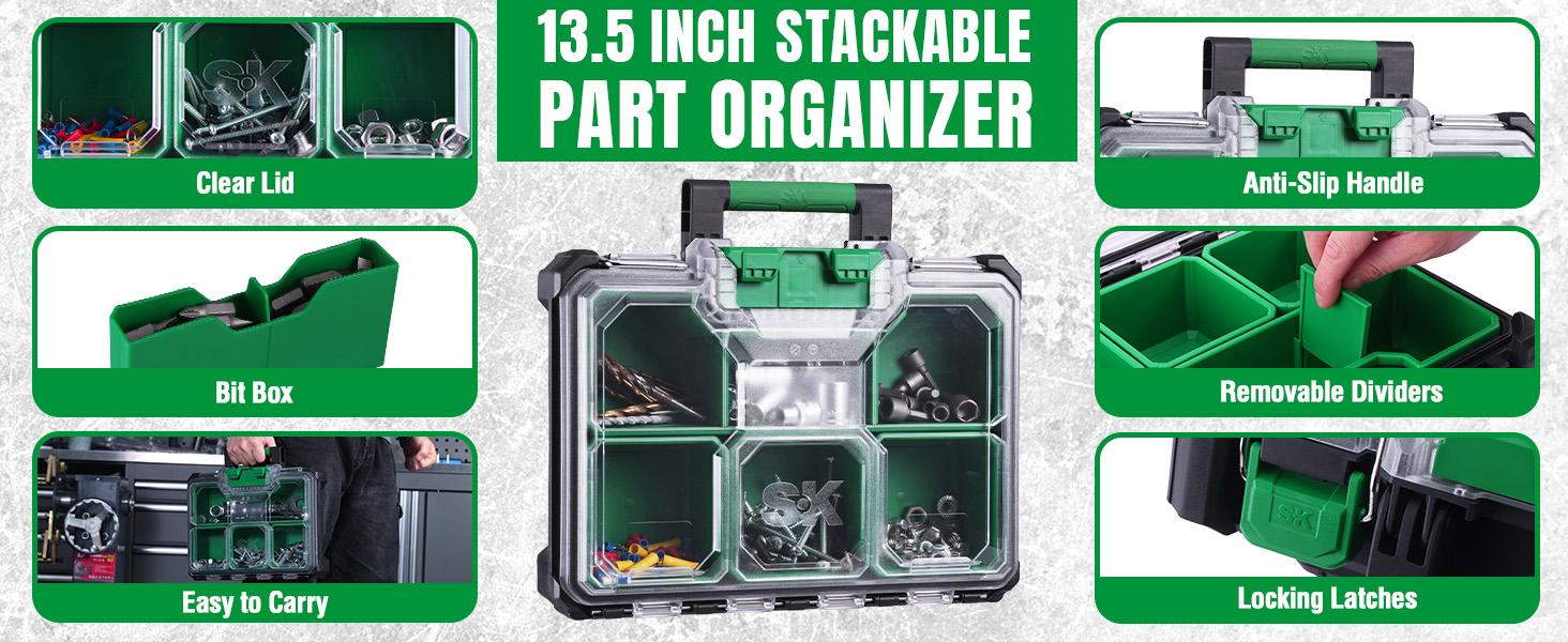 #backtoschool SK Small Part Organizer, Stackable Tools Box Organizer with Compartments and Removable Dividers, Transparent Lid, Waterproof & Impact-Resistant Design, for Small Tools and Accessories #backtoschool SK Small Part Organizer, Stackable Tools Box Organizer with Compartments and Removable Dividers, Transparent Lid, Waterproof & Impact-Resistant Design, for Small Tools and Accessories