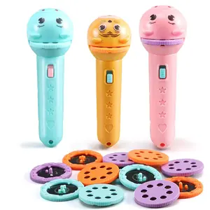 summer vibes Kids Educational Projection Flashlight - Multi-Functional Projector Toy for Toddlers with Animal Patterns, Safe Eye Care Design, Perfect for Indoor Camping and Sleep Stories Blue / Pink/ Yellow