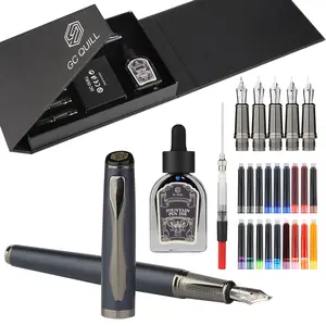 GC QUILL Classy Pen Design Fine Writing Calligraphy Fountain Pen Set - 5 Interchangeable Nibs, Ink Bottle, Refill Converter, 18 Cartridges - Gift for Writers, Office Stationery Gifting Tool, Fine Writing Pen