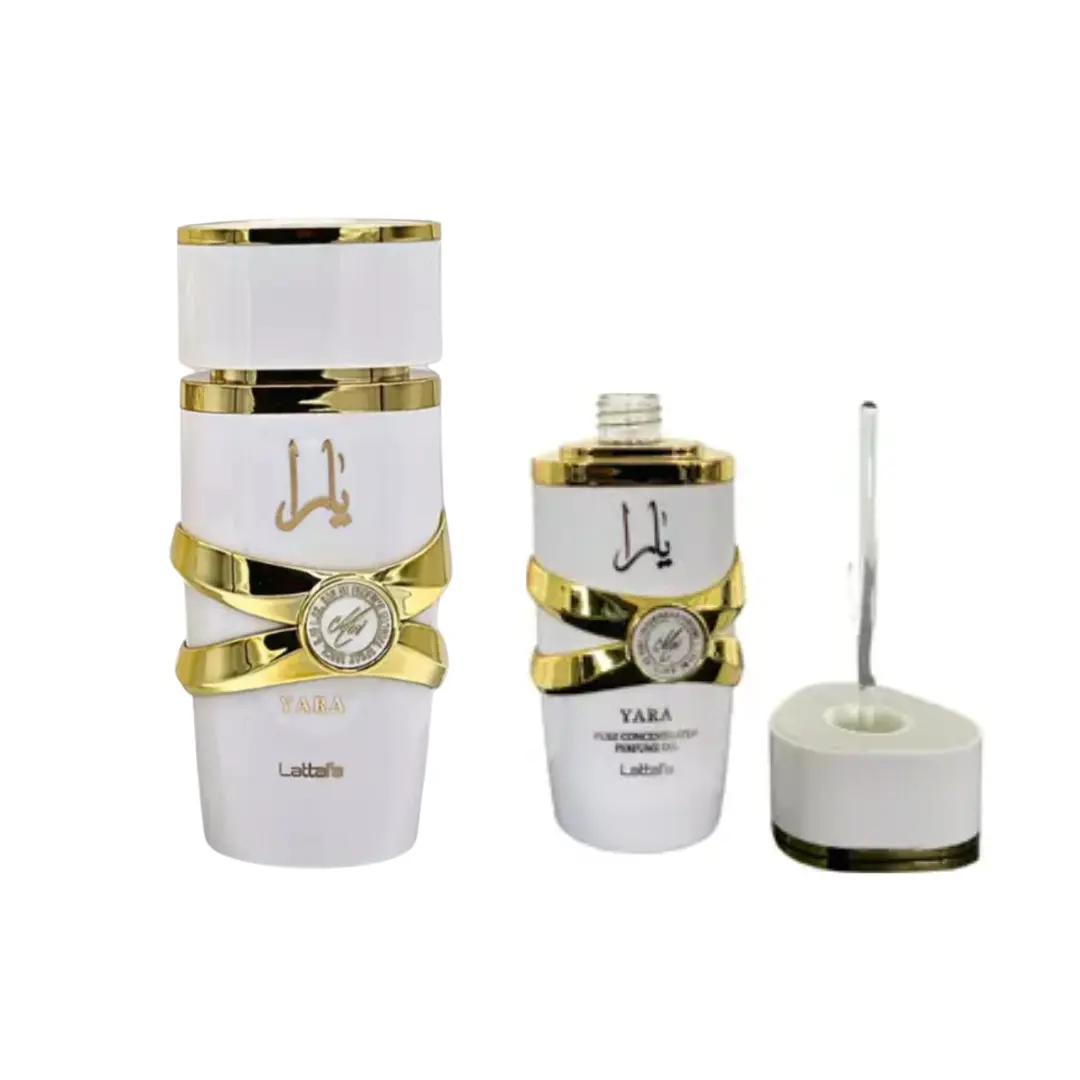 Lattafa Yara Moi Unisex 2-Piece Bundle Fragrance Set - 100ml Floral Scented Fragrance, 20ml Caramel Amber Jasmine Peach Musk Unisex Perfume Oil, Musk Unisex Fragrance