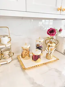 Marble with Gold Symmetrical Base Canister