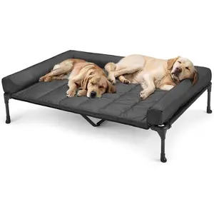 Cooling Elevated  Bed Add Removable  Bolster Cushion Mat, Raised Pet  with Breathable Teslin Mesh, No-Slip ,  Sofa Bed for Indoor Outdoor, XXLarge, Black CWC2331B
