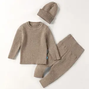 Three-Piece Baby Winter Outfit Infant Sweater Set Base Layer Knitted Base Shirt for Autumn and Winter Warm Sweater