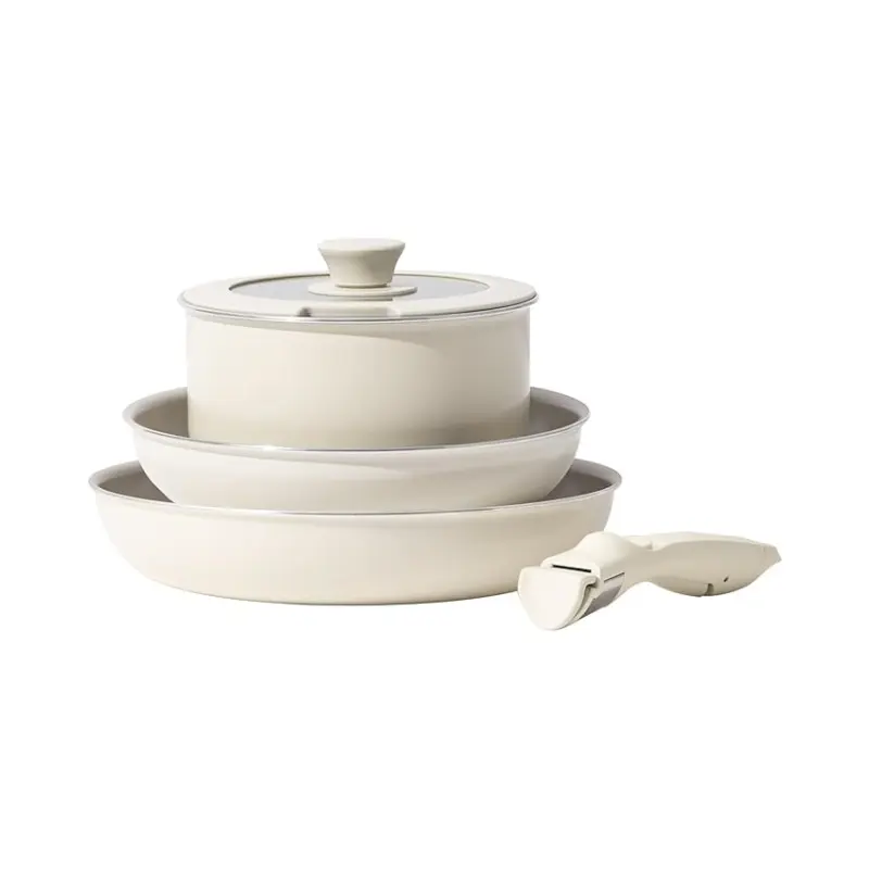 Redchef Non Stick Pots and Pan Set, Ceramic Cookware Set with Removable/Detachable Handle, Nonstick Induction Cooking Pan Set-Stackable for RV Camping, Non Toxic PFAS PFOA Free, Dishwasher Oven Safe
