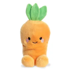 Aurora Palm Pals Cheerful Carrot Stuffed Animal - Kawaii Collectible Plush Toy with Eco-Friendly Fill, Bean Pellets, Embroidered Face - Kids and Adult Collectors - Orange 5 Inches