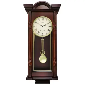 Bedford Clock Collection  31 in. Grand Chiming Pendulum Wall Clock, Antique Mahogany Cherry