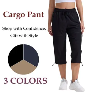 Womens Capris with Pockets Loose Fit Casual Capri Sports Pants Dressy Lightweight Ladies Baggy Cargo Pants for Hiking