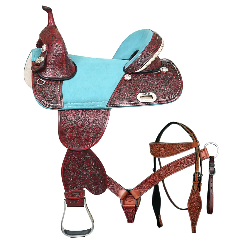 HILASON Western Horse Treeless American Lather Trail Barrel Saddle | for Horses Leather