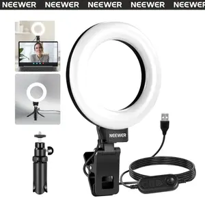 NEEWER BASICS BR60 5" Bi-Color Mini Ring Light – USB Powered LED Selfie Light with Adjustable Brightness & Color Temperature, Clip-On & Tripod Mount for Video Calls, Zoom, Live Streaming & Makeup