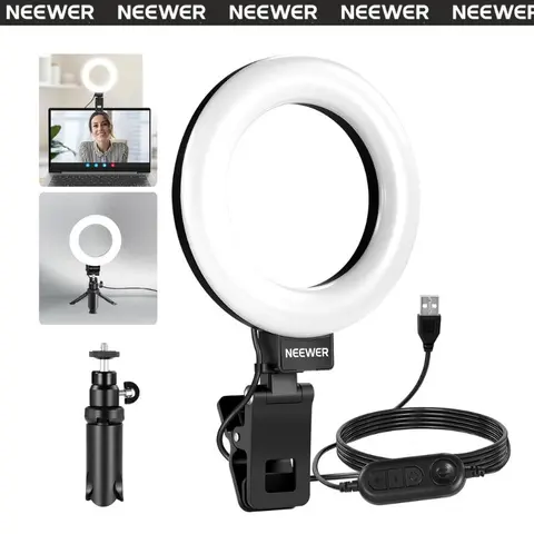 NEEWER BR60 5" Bi-Color Portable Mini LED Ring Light with Tripod Mount (1 Pack) - USB-Powered Camera Accessories for Smartphone Selfie, Content Creator Vlogging, 10-Level Dimming, Adjustable Color Temperature, Button Control, Clip-On,techvibes