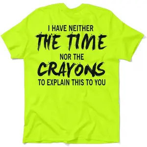Crayons - Hi Visibility Safety Yellow Work T-Shirt Jersey Menswear, Gift For Him