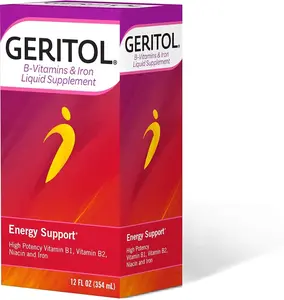 Geritol B-vitamins and Iron Liquid Supplement, 12-ounce, 2 Count