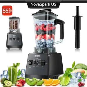 Prasky 2L/68oz Blender, 2cup, Smoothies Blenders, Max.2400Watts/1000Watts Blender and Grinder Combo 25000RPM Powerful Kitchen Blender  BPA Free 2 Containers Countertop Blenders Ice Crushing, Juice prasky professional blender