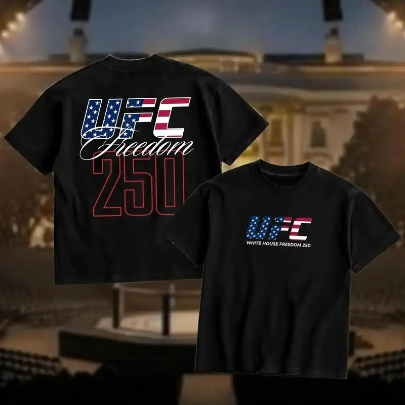 Freedom 250 Graphic T-Shirt for Men, Casual 100% Cotton Shortsleeve Top, Smooth Seamless Menswear Gift for UFC Fans, Graphics, Fabric, Soft, Machine Wash, Tshirt, Round Neck, Ufc Freedom 250, Foldable, Lightweight, Digital Print, All Seasons