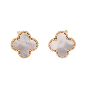 Pre-owned Van Cleef & Arpels Vintage Alhambra Earrings 18K Yellow Gold and Mother of Pearl by Rebag