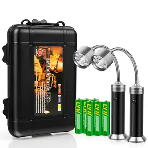 2 Pack Portable Magnetic Work Light & BBQ Accessories, Battery Operated 360° Flexible Gooseneck LED Lamp for Grilling, Auto Repair, Reading and Emergency Lighting