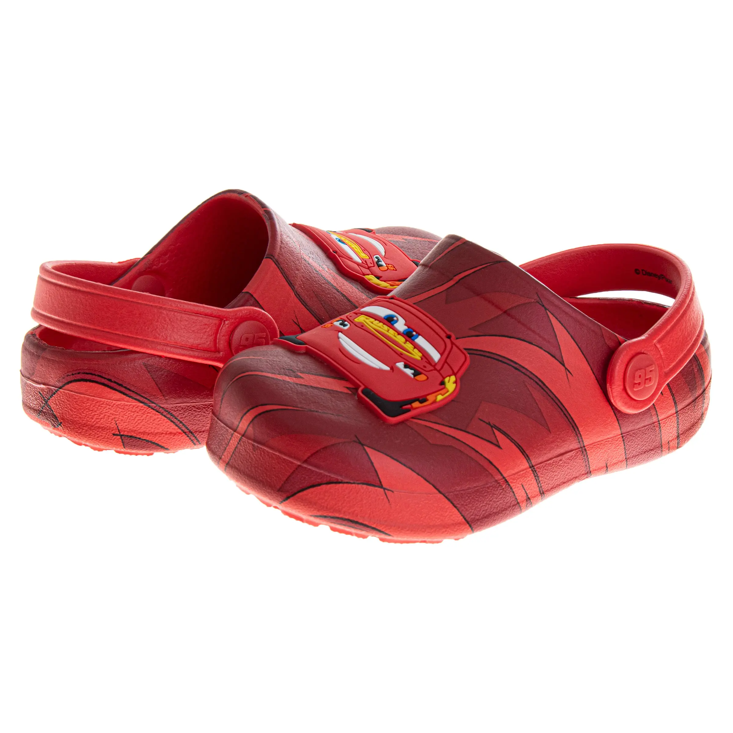 Josmo Lightning McQueen Closed-Toe Clogs for Boys - Childrens Sandals, Sandals Toddler Waterproof Slip-On Slides with Backstrap, Synthetic Material, Added Protection, Beach Use, Flat Heel (1cm or Less)/No Heel (Sizes 5-10 Toddlers, 3-4 Years), Flat Heel (