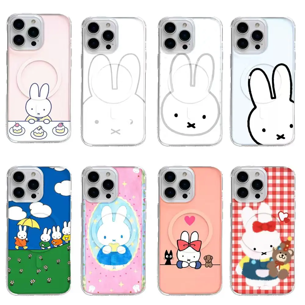 Miffy Bunny MagSafe Smartphone Case - Shockproof TPU Cover for iPhone 11-17, Pro, Pro Max, Air, Plus & Samsung Galaxy S23-S26, Plus, Ultra, Handheld Cellphone Protection for Devices, Ideal Gift for Fans, Casing