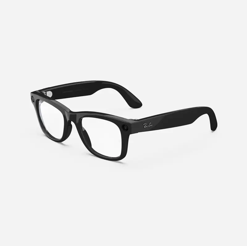 Ray-Ban Meta Wayfarer (Gen 1), Shiny Black / Clear, Large