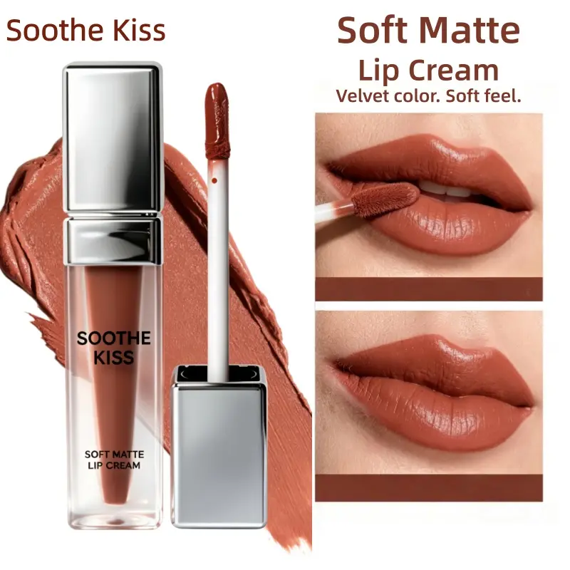 Soothe Kiss Soft Matte Lip Cream - 2-in-1 Long-Lasting Velvet Liquid Cosmetic, Lightweight Smooth Lip & Cheek Blush with Cheek Highlighter, for Adults & All Skin Types (Summer Vibes)