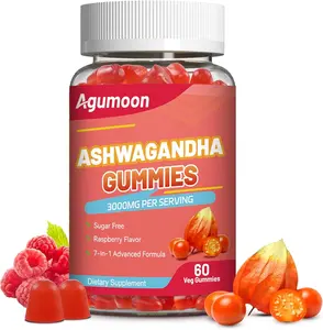 Ashwagandha Gummies 3000mg for Stress Relief, Calm & Relaxation Support with Magnesium & Vitamin D, Vegan, Gluten-Free, Natural Raspberry Flavor, 60 Count