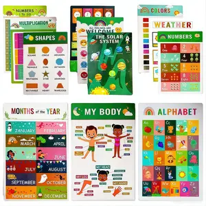 Colorful Educational Posters Set of 12, Preschool Learning Charts (laminated), Ideal for Kindergarten, Enhances Learning Skills, Visual Learning Tools