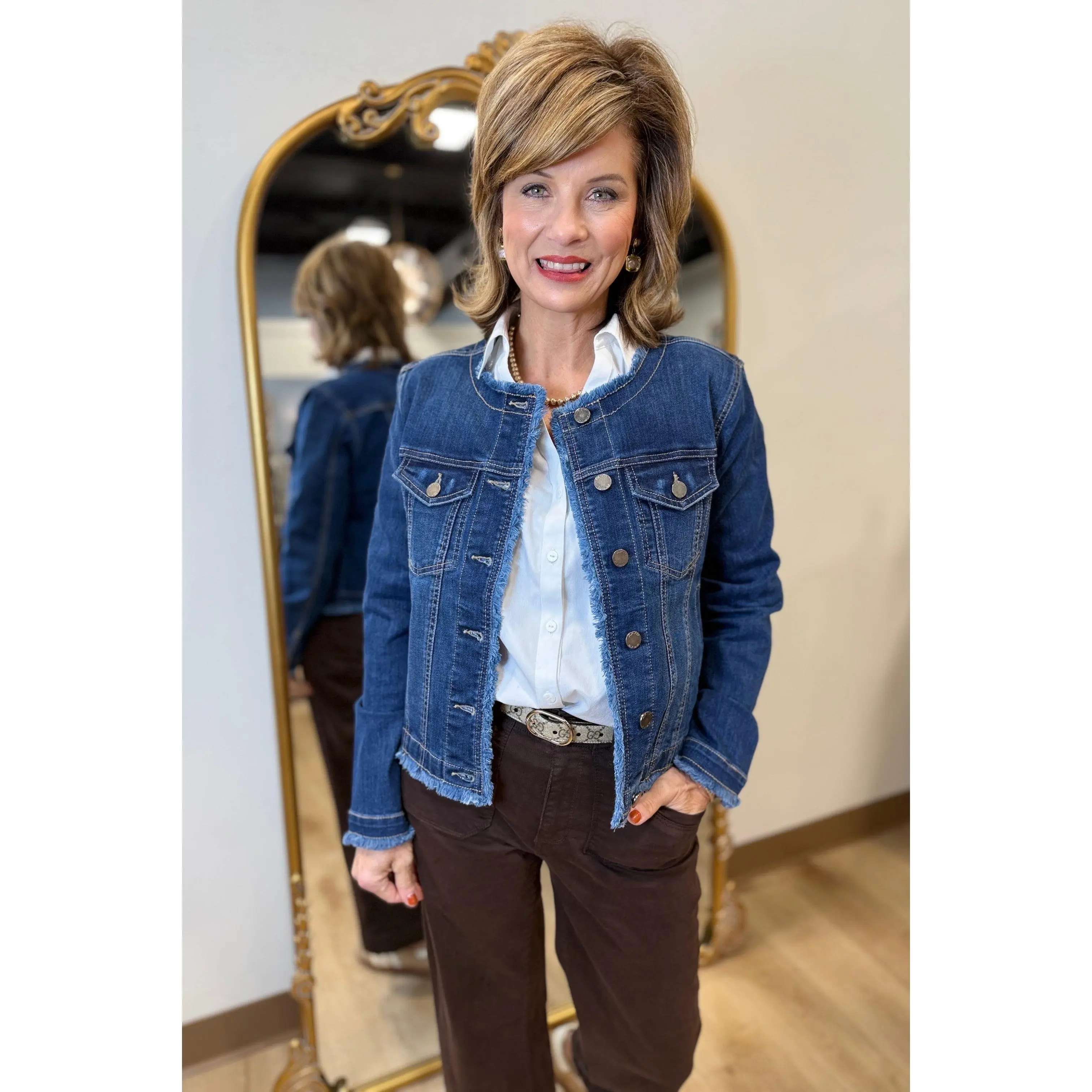 APNY Collarless Jean Jacket Indigo