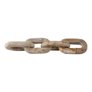 212 MAIN Light Leopard Stone 4-Link Marble Chain Link Decor, 14 x 3 in. Home Decor Statue Figurine