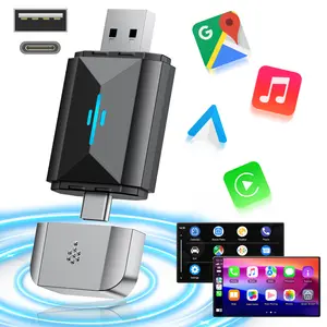 【SpringGlowUp】LAMTTO Wireless Carplay Adapter 2 in 1, Suitable for Apple CarPlay and Android Auto, Wired to wireless, Suitable for OEM Wired Carplay Upgrade, Plug and Play, Supports iOS 10+ and Android 11+ | Gifts