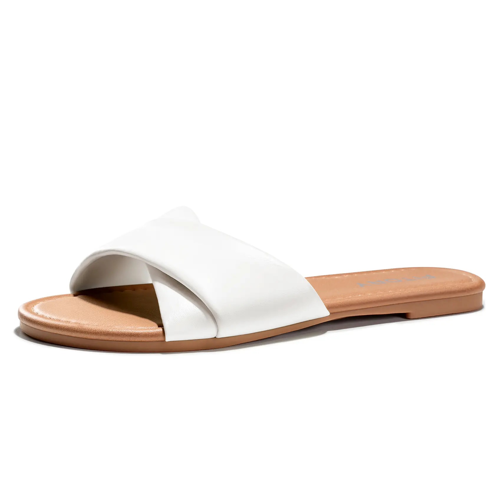 FITORY Women's Slide Sandals in Soft Leather, Comfortable Flat Casual Slippers for Summer Footwear, Shoe, Sandals For Women, Slippers For Women,shoes for back to school,back to school shoes