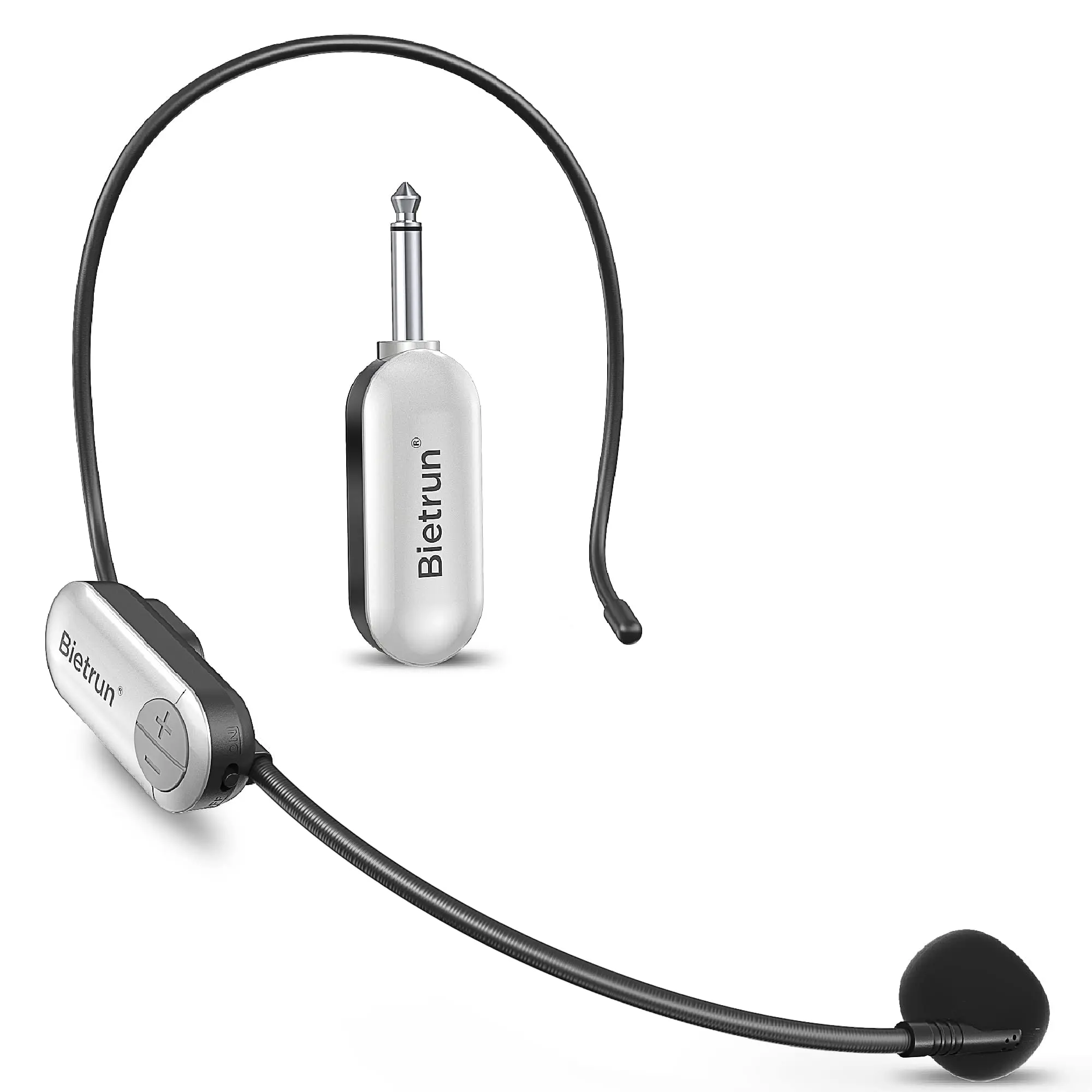 Bietrun UHF 2-in-1 Portable Mic - Cordless Condenser Headset & Handheld Microphone, 165 ft Range, 1/4" Plug, 6H Working Time, Rechargeable Li-ion Charging Receiver, USB Type A, High-Sensitivity, Manufacturer Warranty, for Karaoke, Amplifier