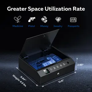 [SummerVibes] CTSAFEPRO Fingerprint Lock Box Quick Access Smart Safe 3 Unlock Modes LED Light Temperature Display Portable Security Box for Home Car and Travel