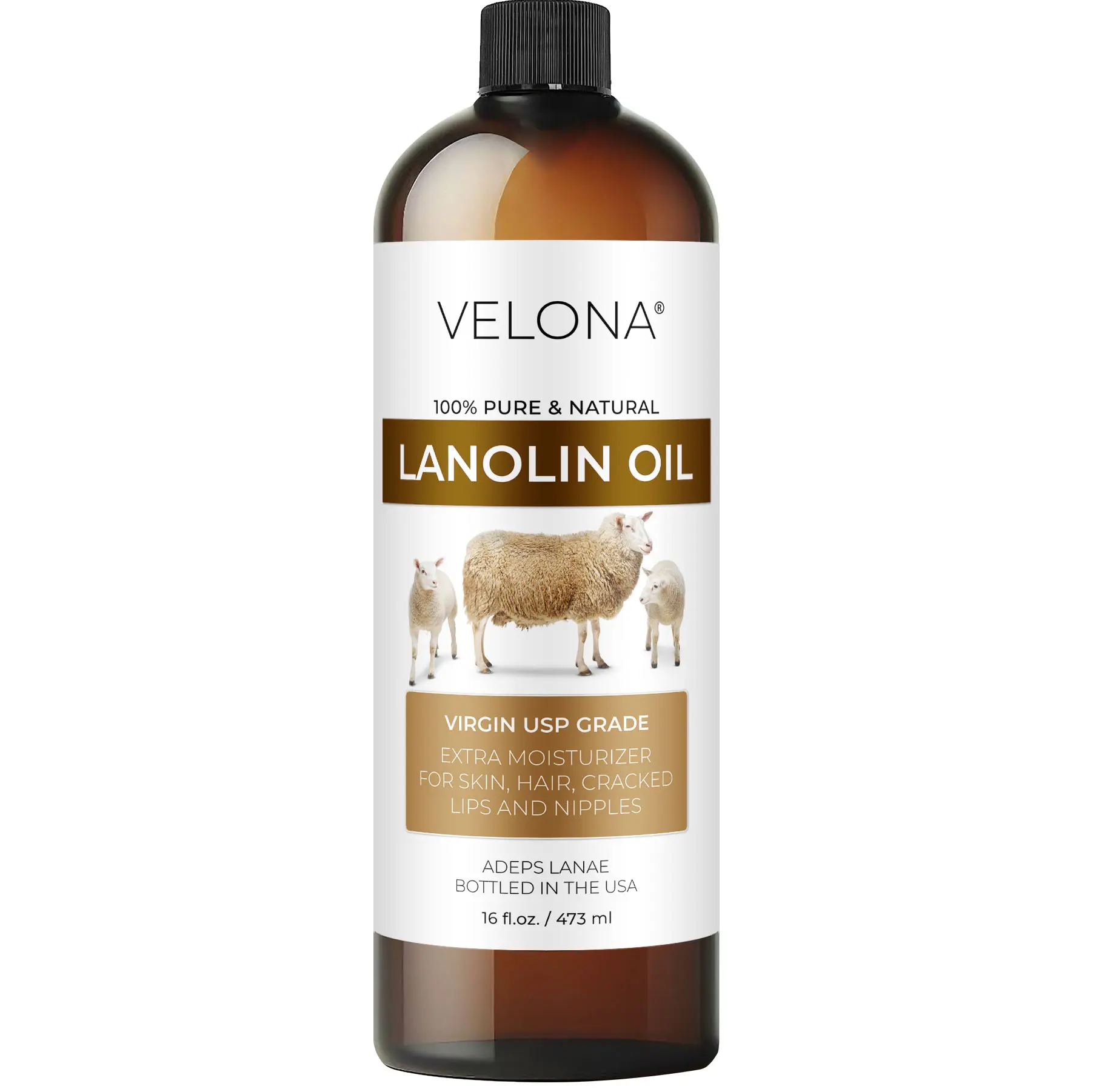 velona Lanolin Oil USP Grade 16 fl oz | 100% Pure and Natural Carrier Oil | Refined, Cold pressed | Skin, Hair, Body & Face Moisturizing