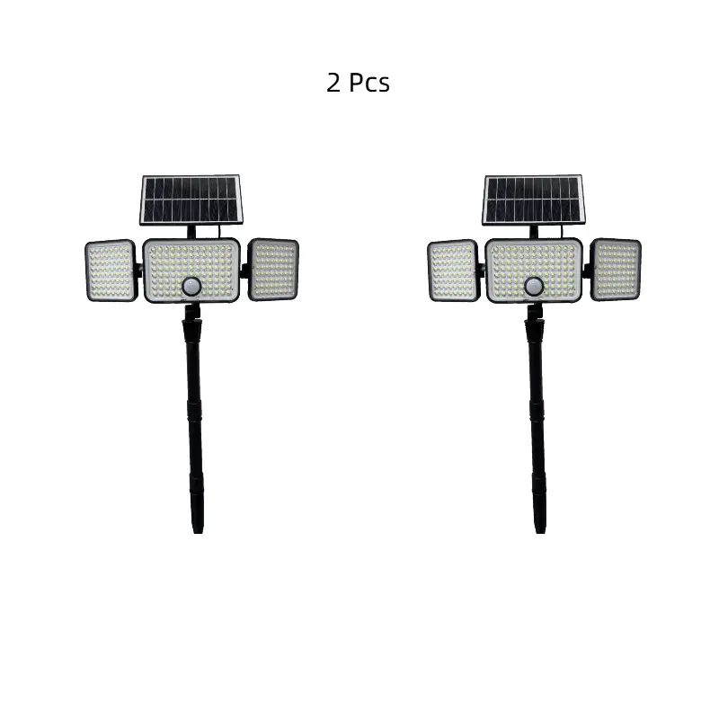 CTM Solar Outdoor Wall Lights - 3500LM 223LED 3-Head Spotlights, 270° Adjustable Solar Panel, 3 Lighting Modes, 2 Installation Modes (Wall-Mounted/Ground-Staked), IP65 Water Resistant, ABS, Ample Illumination for Yard, Garage, Porch, Barn, 223Led Capacity