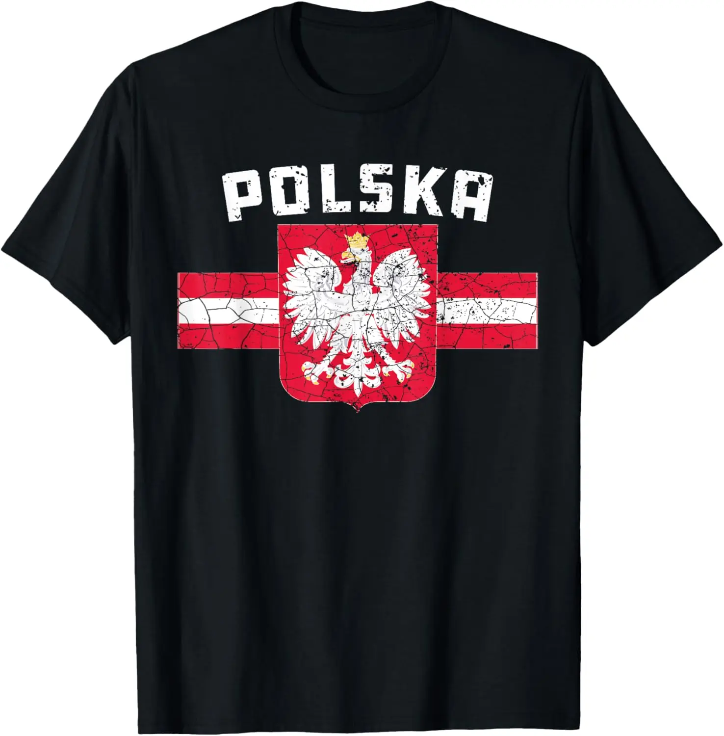 Women's 100% Cotton Casual Distressed Vintage Streetwear Tshirt - Polska Poland Flag, Polish White Eagle, Slavic Design Everyday Clothes
