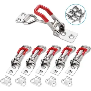 6-Pack 330Lbs Metal Toggle Latch Clamp with 24 Screws Quick Release for Tool Box Storage & Organizing High-Quality Galvanized Iron Anti-Rust Anti-Corrosion Woodworking Tools