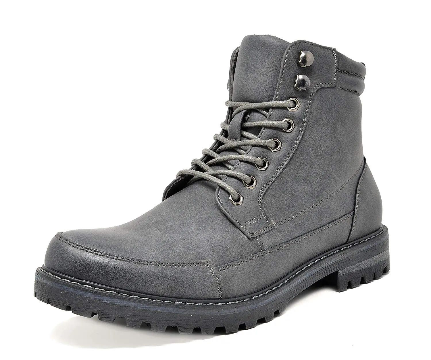 BRUNO MARC Men's Military Combat Ankle Boots with Warm Faux Fur Lining, Laces & Side Zipper - Rugged Style Casual Footwear, Flexible Rubber Sole Walking Shoes, Side Zipper Boot, Pull Tab
