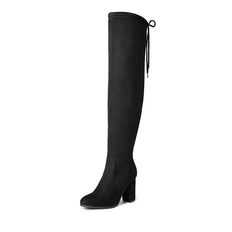 Dream Pairs Women's Stretch Faux Suede Over The Knee Boots, Chunky Platform Shoe with 3.5-inch Block Heel and Padded Lining, Footwear, Rubber, Casual Wear, Over-Knee, Comfortable Heels, Tpr Rubber, All Seasons, Pull On, Alternative Style