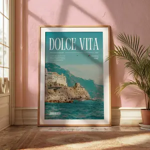 Retro Coastal Preppy Magazine Cover Wall Art Print - Bordered Unframed Paper Poster, Italy-Inspired Dorm Room Decoration, Shipped in a Tube