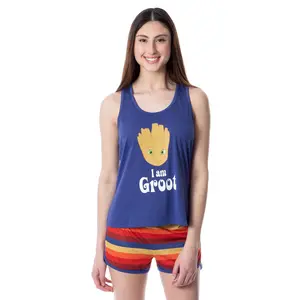 Marvel Womens' I Am Groot Guardians Of The Galaxy Pajama Set Short Tank Top