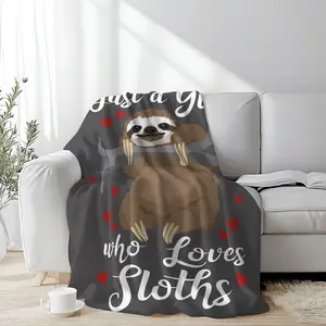 MECE Sloth Pattern Soft Flannel Blanket, Lovely Animal Pattern Casual Cozy Throw Blanket, Gifts for Valentine's Day, Birthday, Warm Nap Blanket For Home & Office