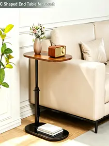 Type C side table, adjustable height, 360° rotating tabletop, slides under sofa/bed/bathtub, laptop desk, multifunctional side table, snack and drink table