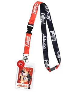 Fallout Lanyard Nuka Cola Zap That Thirst Clear ID Badge Holder Keychain with Bottle Cap Charm