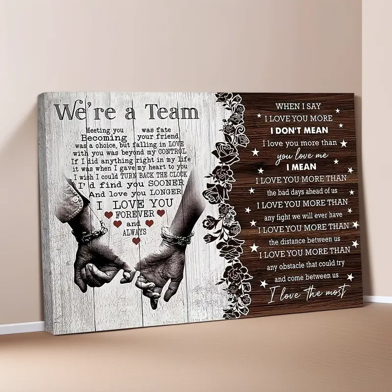 Couple Canvas Painting 'Meeting You is Fate' Romantic Wall Art Love Gift for Anniversary Wedding Valentine's Day Decor Room Framed Artistic Museum Grade UV Resistant Museum Grade UV Resistant Artistic Canvas Print