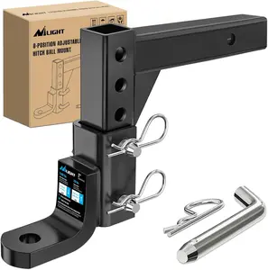 Nilight 8-Position Adjustable Trailer Hitch Ball Mount Fits 2 Inch Receiver with 5/8" Pin Lock 7500 lbs 9-1/2" Drop 8-1/4" Rise 1" Hole Hitch for Trailers Boats Pickups RV