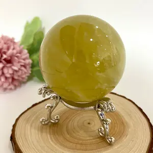 Different Maerail 70~80mm Crystal Balls With Silver Stand Set Clear Quartz Yellow Crystal Rose Quartz Dream Amethyst Green Flourite From IG Crystal